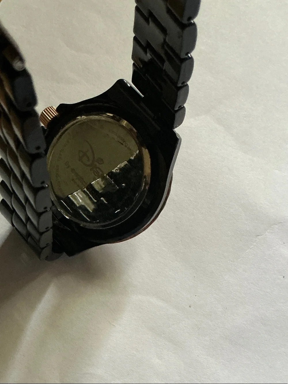 Disney Men’s Black and Rose Gold Mickey Mouse Watch